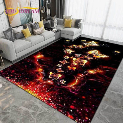 Purple Black Butterfly Floral Art Area Rug - Mad Fly Essentials