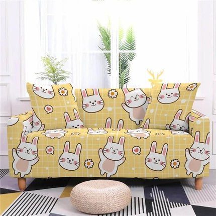 Rabbit Rainbow Pattern 3D Sofa Slipcover - Slipcover - S - EMIGA - Mad Fly Essentials