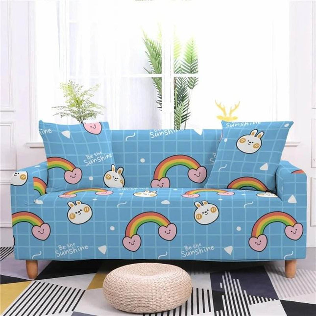 Rabbit Rainbow Pattern 3D Sofa Slipcover - Mad Fly Essentials