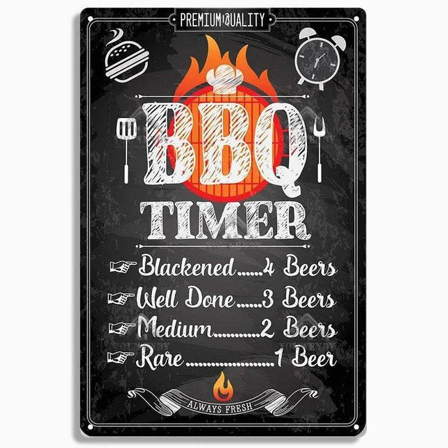 Retro BBQ Funny Timer Party Vintage Sign Decor - Sign Decor - YQ - Decor - Mad Fly Essentials