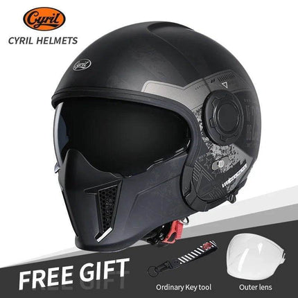 Retro Double Visor Teeth Motorcycle Helmet - Motorcycle Helmet - Cyril - Mad Fly Essentials