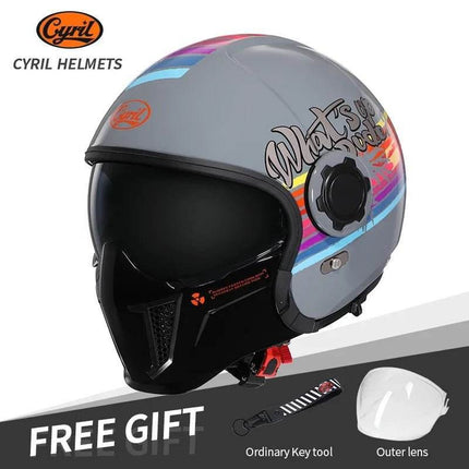 Retro Double Visor Teeth Motorcycle Helmet - Mad Fly Essentials
