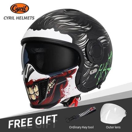 Retro Double Visor Teeth Motorcycle Helmet - Motorcycle Helmet - Cyril - Mad Fly Essentials