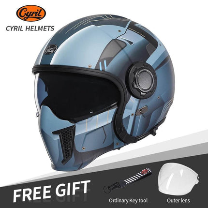 Retro Double Visor Teeth Motorcycle Helmet - Motorcycle Helmet - Cyril - Mad Fly Essentials