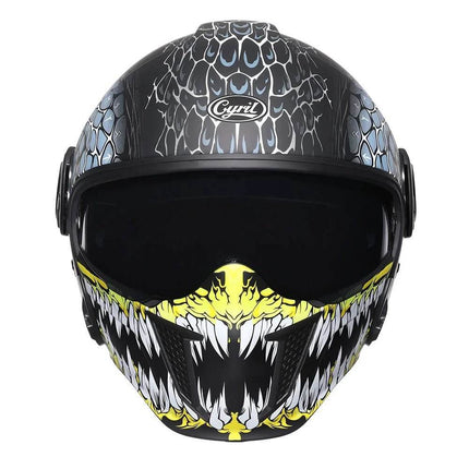 Retro Double Visor Teeth Motorcycle Helmet - Motorcycle Helmet - Cyril - Mad Fly Essentials