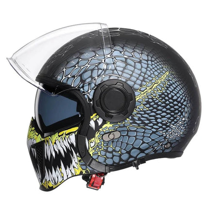 Retro Double Visor Teeth Motorcycle Helmet - Motorcycle Helmet - Cyril - Mad Fly Essentials