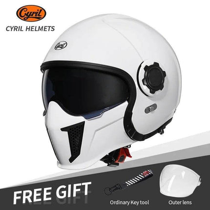 Retro Double Visor Teeth Motorcycle Helmet - Mad Fly Essentials