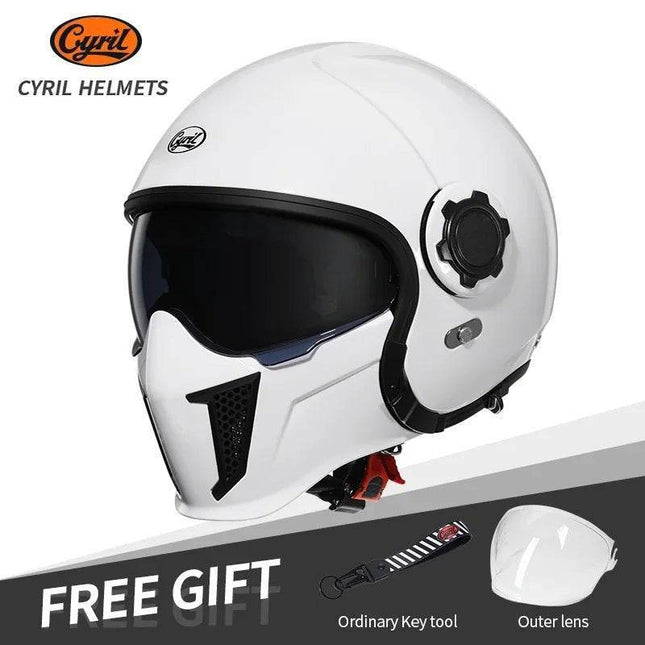 Retro Double Visor Teeth Motorcycle Helmet - Mad Fly Essentials