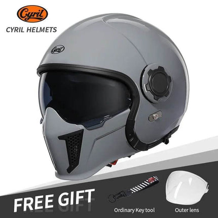 Retro Double Visor Teeth Motorcycle Helmet - Motorcycle Helmet - Cyril - Mad Fly Essentials