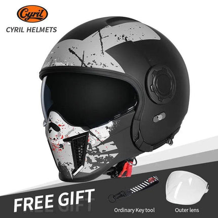 Retro Double Visor Teeth Motorcycle Helmet - Motorcycle Helmet - Cyril - Mad Fly Essentials
