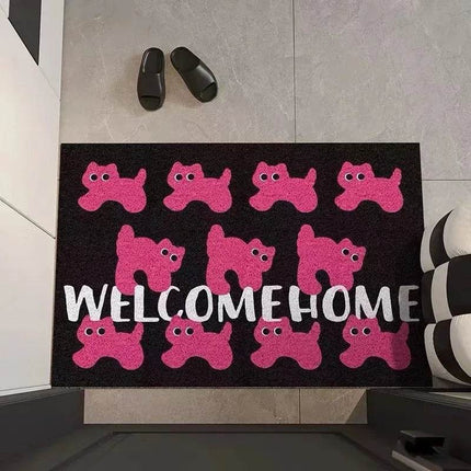 Retro Pink Cat Entrance Doormat - Doormat - Retro Rugs - Mad Fly Essentials