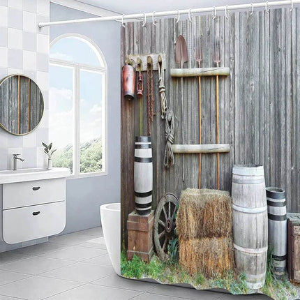 Retro Rustic Farmhouse Shower Curtain Set Bathroom Decor - Bathroom Decor - Retro Rugs - Mad Fly Essentials