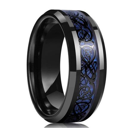 Ring 8mm Men Stainless Inlay Red Green Black Dragon Ring - Ring - Sonya - Mad Fly Essentials