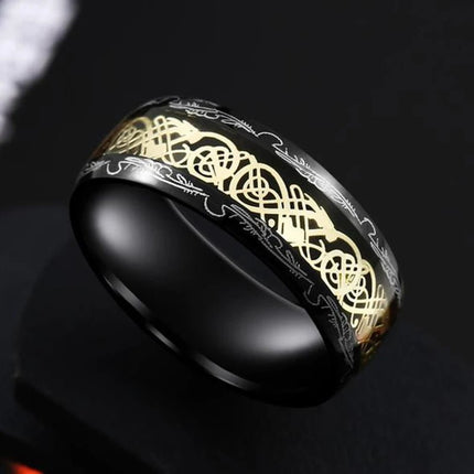 Ring 8mm Men Stainless Inlay Red Green Black Dragon Ring - Ring - Sonya - Mad Fly Essentials