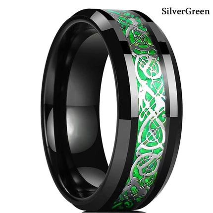 Ring 8mm Men Stainless Inlay Red Green Black Dragon Ring - Ring - Sonya - Mad Fly Essentials
