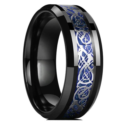 Ring 8mm Men Stainless Inlay Red Green Black Dragon Ring - Ring - Sonya - Mad Fly Essentials