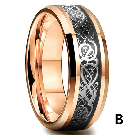 Ring 8mm Men Stainless Inlay Red Green Black Dragon Ring - Ring - Sonya - Mad Fly Essentials