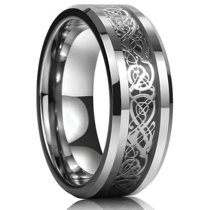 Ring 8mm Men Stainless Inlay Red Green Black Dragon Ring - Ring - Sonya - Mad Fly Essentials