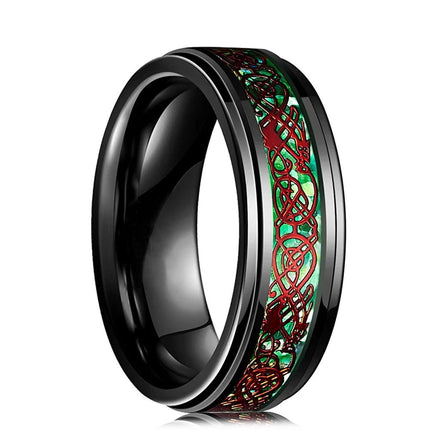 Ring 8mm Men Stainless Inlay Red Green Black Dragon Ring - Ring - Sonya - Mad Fly Essentials