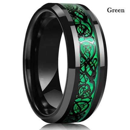 Ring 8mm Men Stainless Inlay Red Green Black Dragon Ring - Ring - Sonya - Mad Fly Essentials