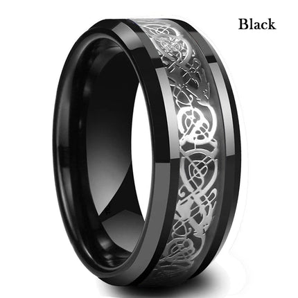Ring 8mm Men Stainless Inlay Red Green Black Dragon Ring - Ring - Sonya - Mad Fly Essentials