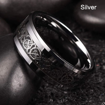 Ring 8mm Men Stainless Inlay Red Green Black Dragon Ring - Ring - Sonya - Mad Fly Essentials