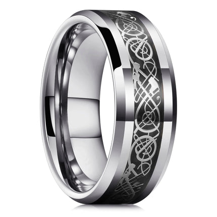 Ring 8mm Men Stainless Inlay Red Green Black Dragon Ring - Ring - Sonya - Mad Fly Essentials