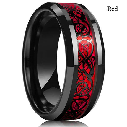 Ring 8mm Men Stainless Inlay Red Green Black Dragon Ring - Ring - Sonya - Mad Fly Essentials