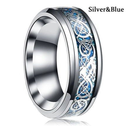 Ring 8mm Men Stainless Inlay Red Green Black Dragon Ring - Ring - Sonya - Mad Fly Essentials