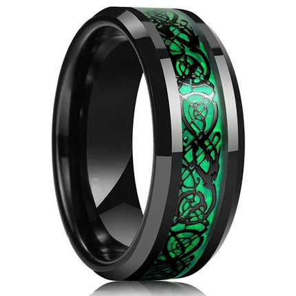 Ring 8mm Men Stainless Inlay Red Green Black Dragon Ring - Ring - Sonya - Mad Fly Essentials