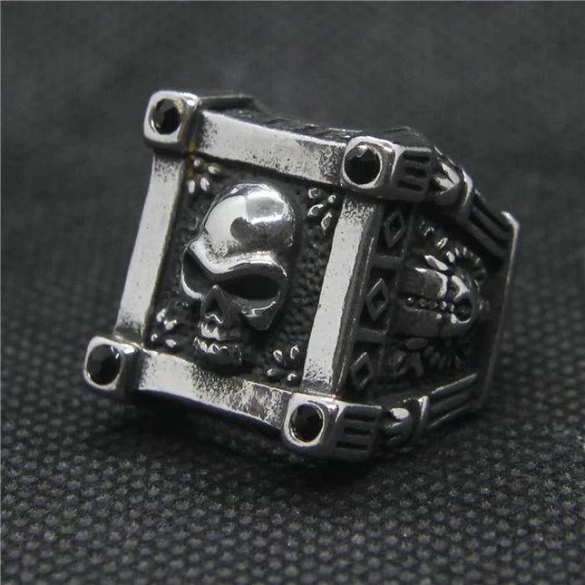 Ring Men 316L Stainless Medieval Viking Skull Ring - Ring - Light Guide - Mad Fly Essentials