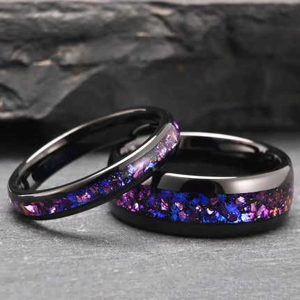 Ring Men Blue Opal Black Tungsten Wedding Ring - Ring - Minoy - Mad Fly Essentials