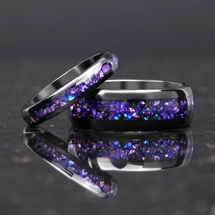 Ring Men Blue Opal Black Tungsten Wedding Ring - Ring - Minoy - Mad Fly Essentials