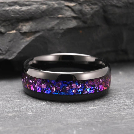 Ring Men Blue Opal Black Tungsten Wedding Ring - Ring - Minoy - Mad Fly Essentials