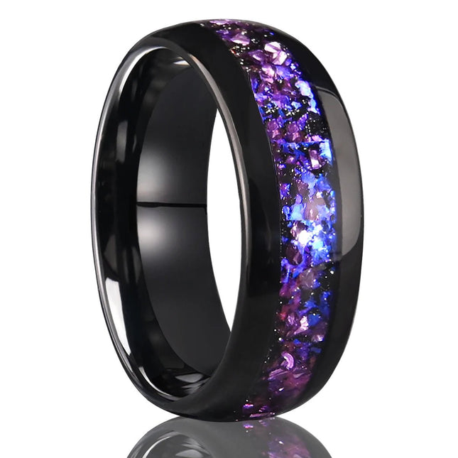 Ring Men Blue Opal Black Tungsten Wedding Ring - Ring - Minoy - Mad Fly Essentials