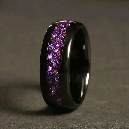 Ring Men Blue Opal Black Tungsten Wedding Ring - Ring - Minoy - Mad Fly Essentials