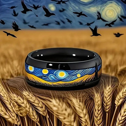 Ring Van Gogh Starry Night Stainless Wedding Band Jewelry - Ring - GATYZTORY - Mad Fly Essentials