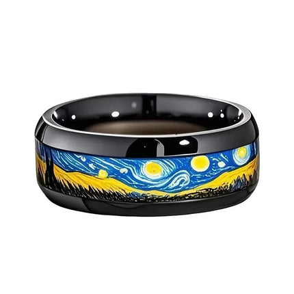 Ring Van Gogh Starry Night Stainless Wedding Band Jewelry - Ring - GATYZTORY - Mad Fly Essentials