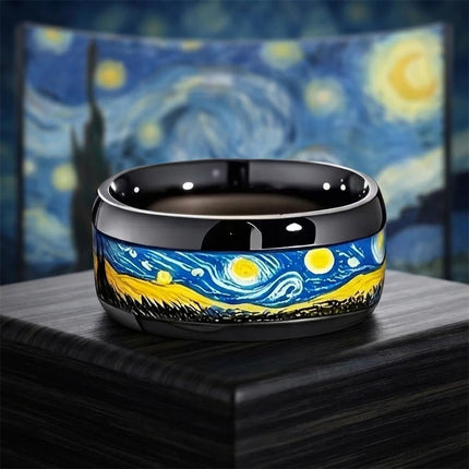 Ring Van Gogh Starry Night Stainless Wedding Band Jewelry - Ring - GATYZTORY - Mad Fly Essentials