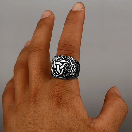 Ring Viking Dragon Rune Stainless Steel Rings - Ring - Sonya - Mad Fly Essentials