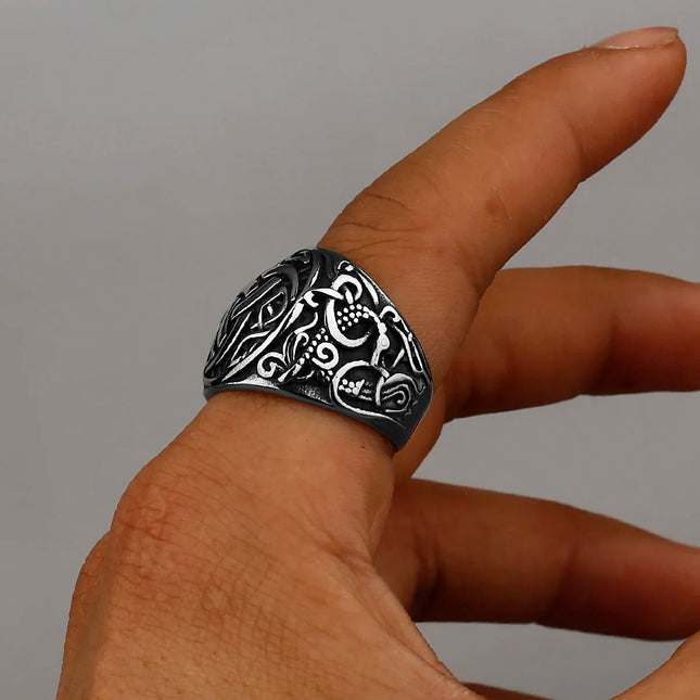 Ring Viking Dragon Rune Stainless Steel Rings - Ring - Sonya - Mad Fly Essentials