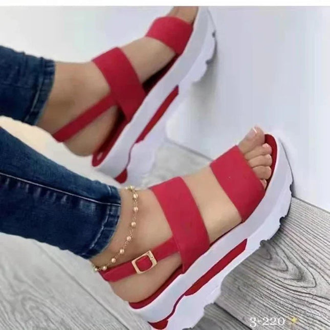 Sandals Women Buckle Strap Fashion Wedge Footwear - Sandals - BKLD - Mad Fly Essentials