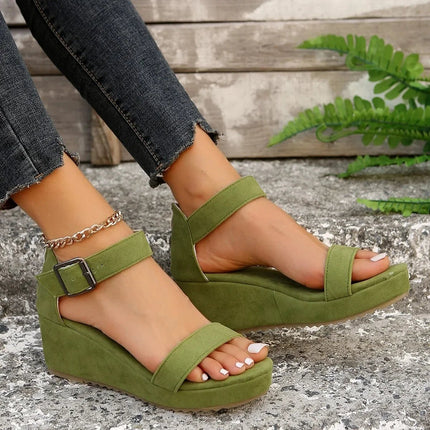 Sandals Women Leather Low Heel Wedge Footwear - Sandals - ASILETO - Mad Fly Essentials