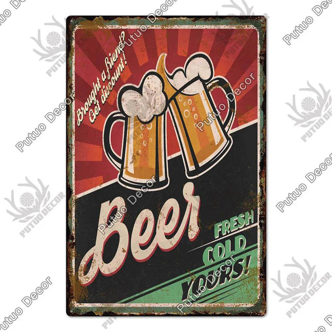 Save Water Drink Beer Vintage Sign Decor - Sign Decor - Denim Meow - Mad Fly Essentials