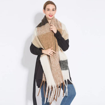 Scarf Women Fashion Warm Plaid Shawl - Scarf - Rose Gal - Mad Fly Essentials
