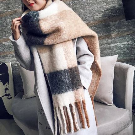 Scarf Women Fashion Warm Plaid Shawl - Scarf - Rose Gal - Mad Fly Essentials