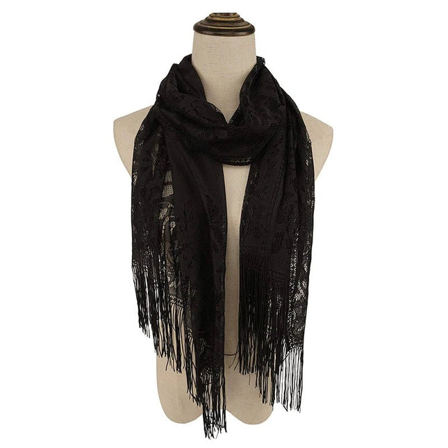Scarf Women Pink Black Tassel Fringe Wrap - Scarf - SENAIFEI - Mad Fly Essentials