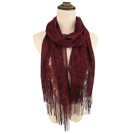 Scarf Women Pink Black Tassel Fringe Wrap - Scarf - SENAIFEI - Mad Fly Essentials