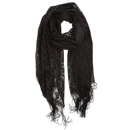 Scarf Women Pink Black Tassel Fringe Wrap - Scarf - SENAIFEI - Mad Fly Essentials