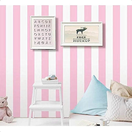 Self Adhesive Pink White Stripe Wallpaper - Wallpaper - JD Home Decor - Mad Fly Essentials